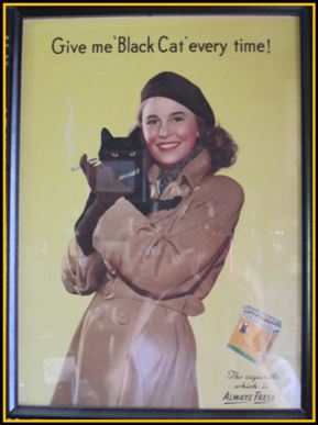 Another lady clutching a black cat Cigarette Advert