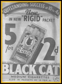 Newspaper Ad B&W for Black Cat Cigarettes