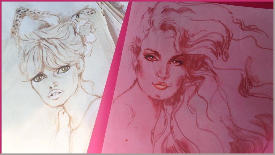 Sketches of Bardot and Jerry Hall