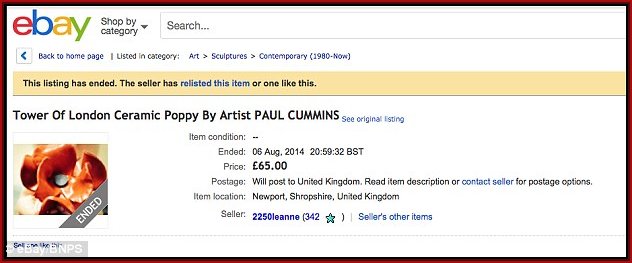 Attempts to sell Poppies on ebay
