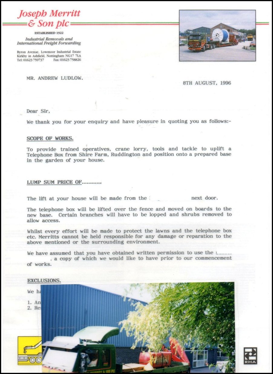Letter from Removals Experts