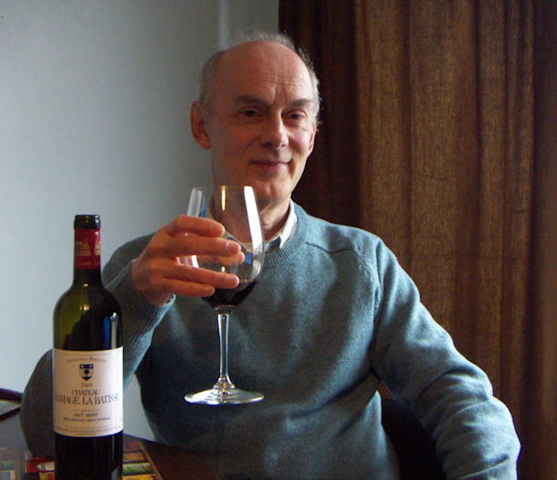 Alan Stafford with bottle of Chateau Ramage la Batisse