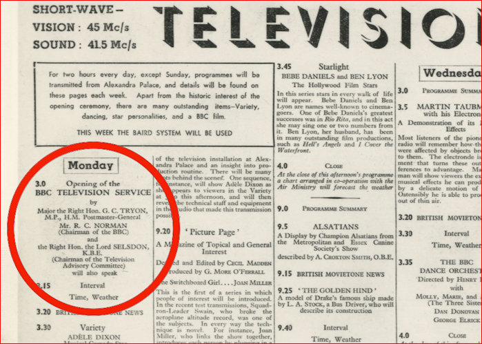 Launch extract Radio Times 1936