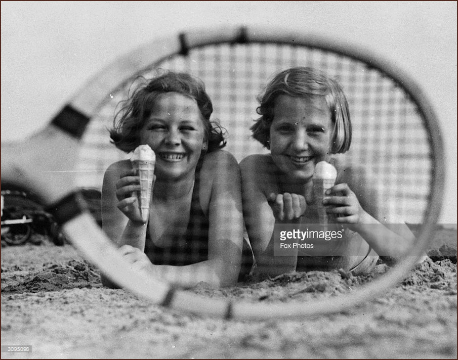 Tennis players on the beach 1934