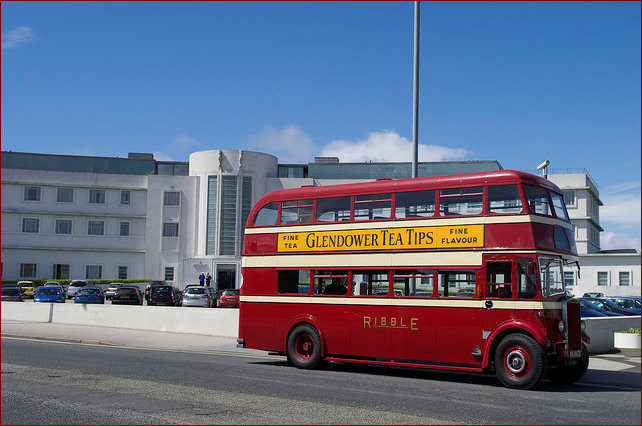Vintage Double Decker Bus outside the Midland