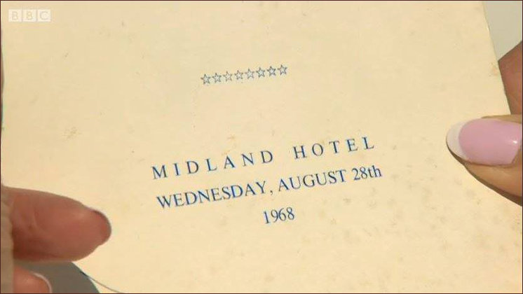 Miss Great Britain 28th August 1968 menu card
