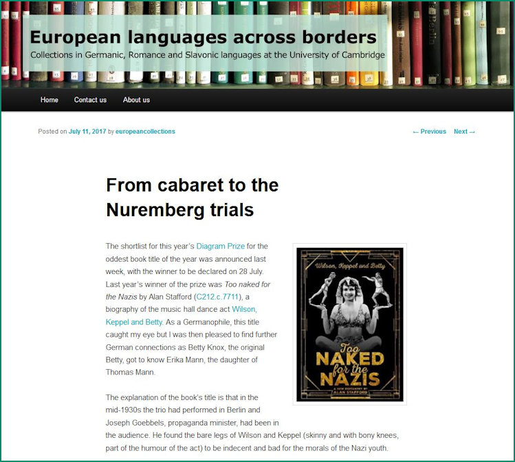 Screenshot of From Cabaret to website page