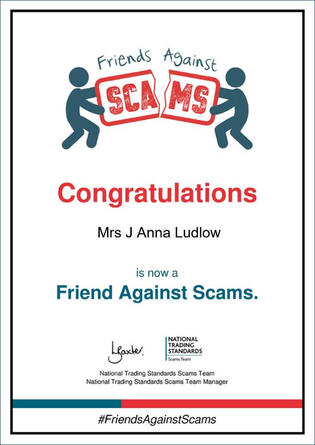 Friend Against Scams Certificate