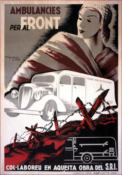 Poster requesting ambulance drivers Spanish Civil War 1936