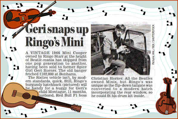 Ringo Starr's Mini sold to Geri Halliwell