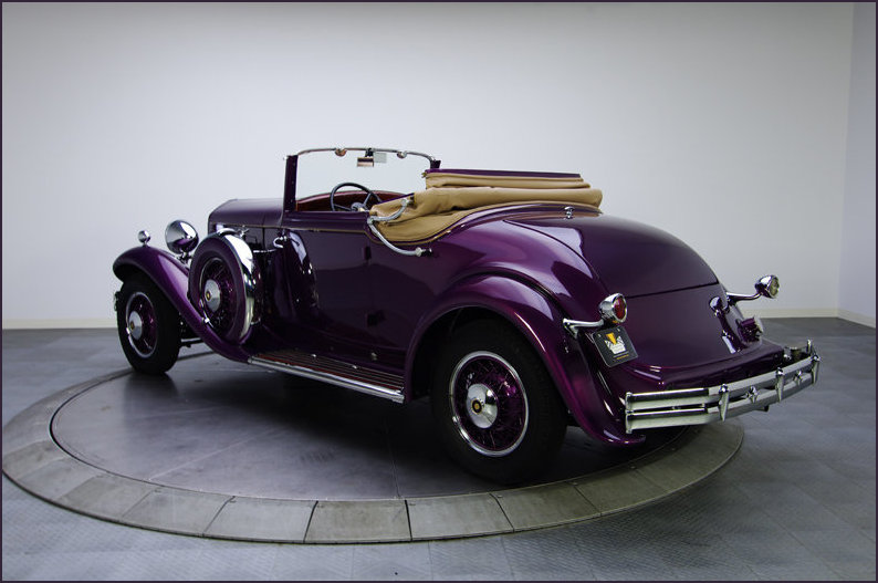 Rear view of The 1931 Reo Royale hood down