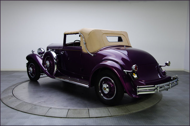 Rear view of The 1931 Reo Royale hood up