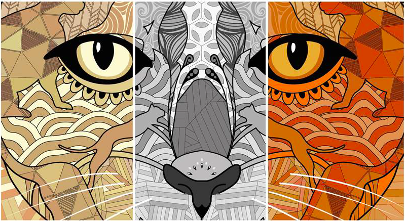 Old Tom Beer Triptych of Cats