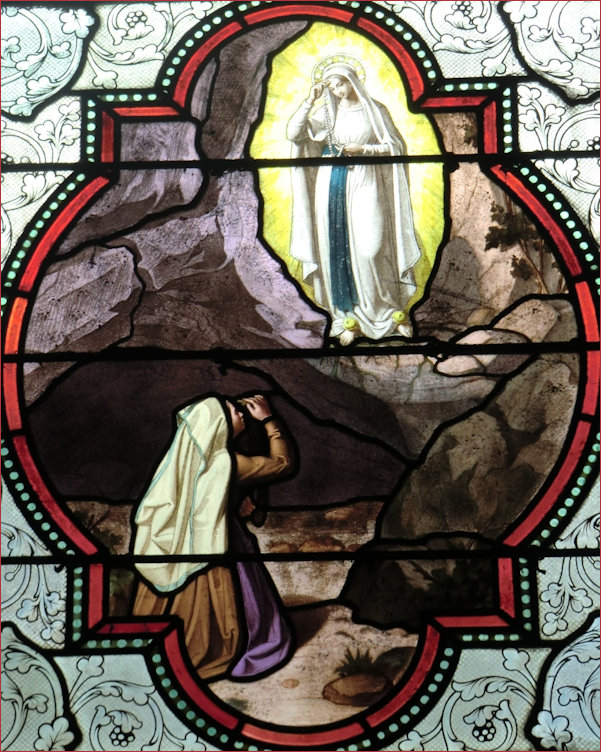 Stained Glass window of St Bernadette
