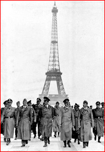 Hitler and henchmen at the Eiffel Tower