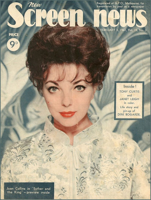 Joan Collin on the cover of Screen News in 1961