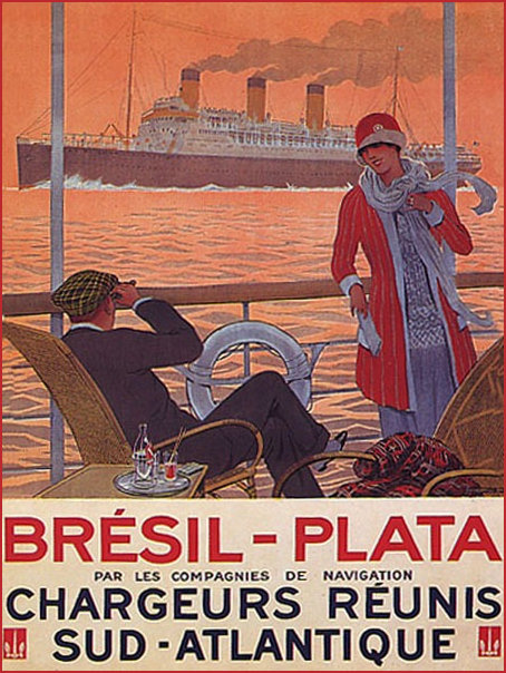 1920s Travel Poster of a Luxury Liner