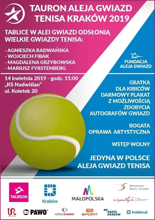 Poster promoting the opening of Tennis Star Alley