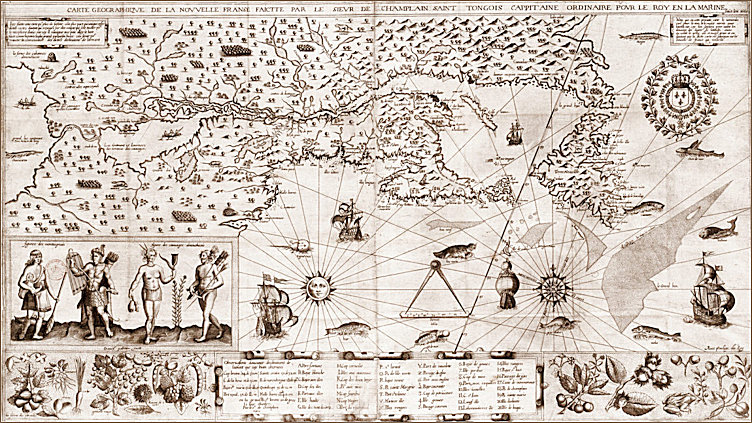 17th Century Map of the Great Lakes Area 