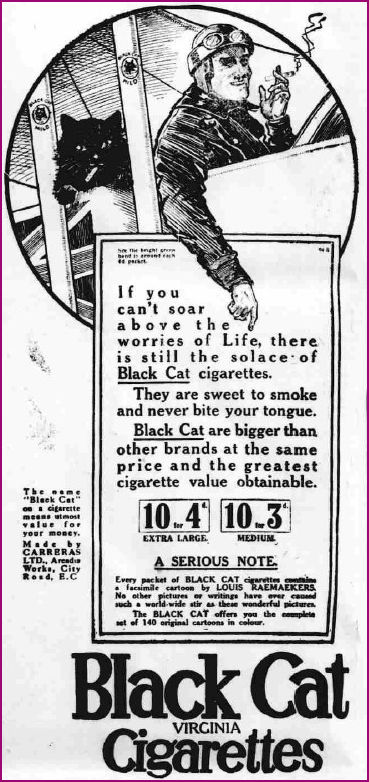 Advert for Black Cat Cigarettes 1916