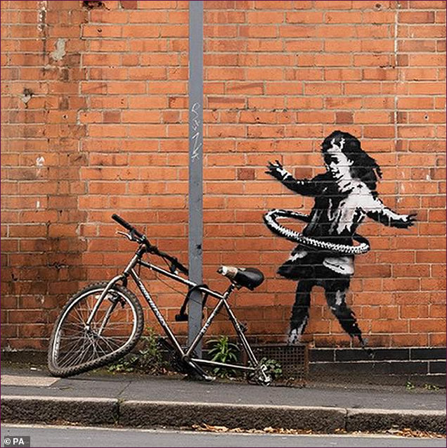 Detail of the Banksy Hoola Hoop Girl