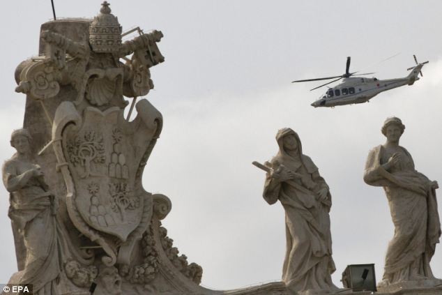 Papal helicopter above St. Peters