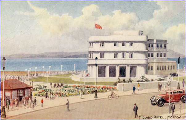 Sude view of the Midland Hotel in a painted image