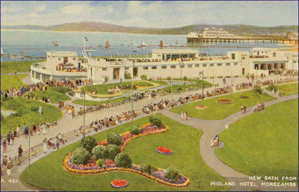 Painted image of the Super Swimming stadium from the Midland Hotel