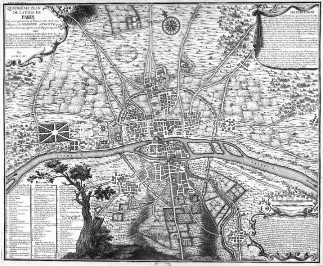 Map of Paris 1600s
