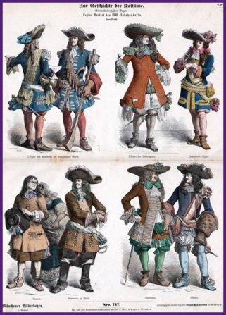 Fashion Wood engraving - male costume