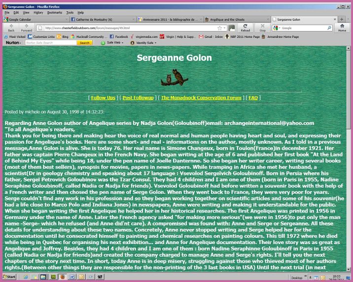 Screen Dump 1 of original message