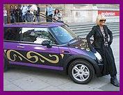 Barbara modelling her own BMW Mini