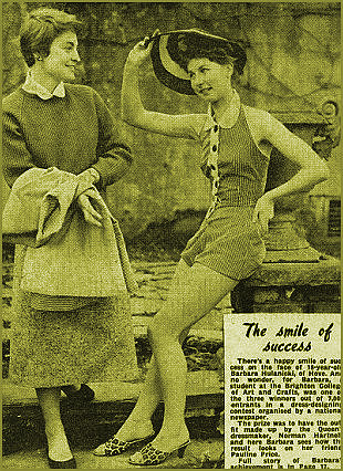 Barbara with her beach design 1955
