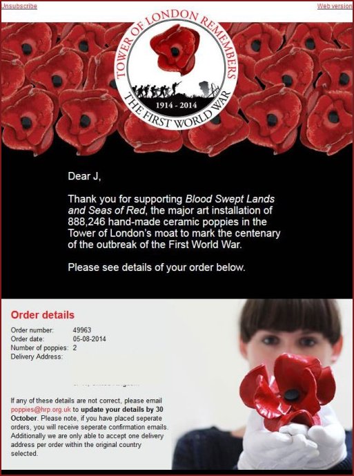 Poppy Acknowledgement E-Mail