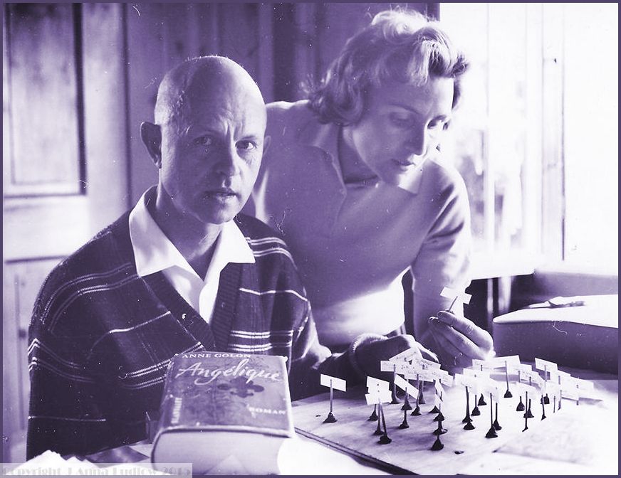 Serge and Anne Golon with their character pins