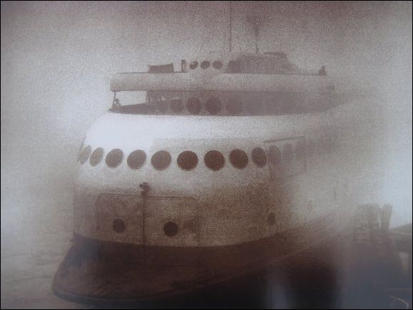 Kalakala emerging from fog or mist