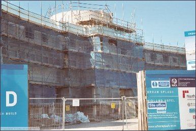Midland Hotel covered in scaffolding