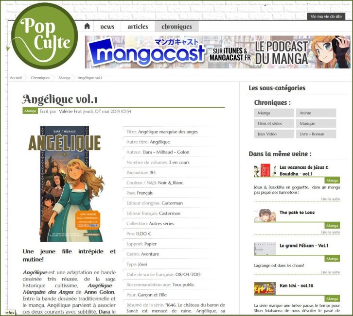 PopCult review of the Manga