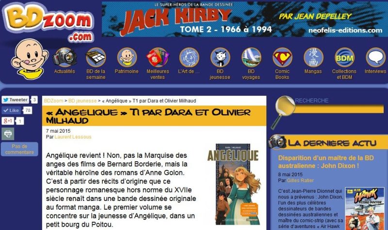 BDZoom website promoting the Manga