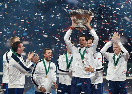 Triumphant Davis Cup Team celebrating