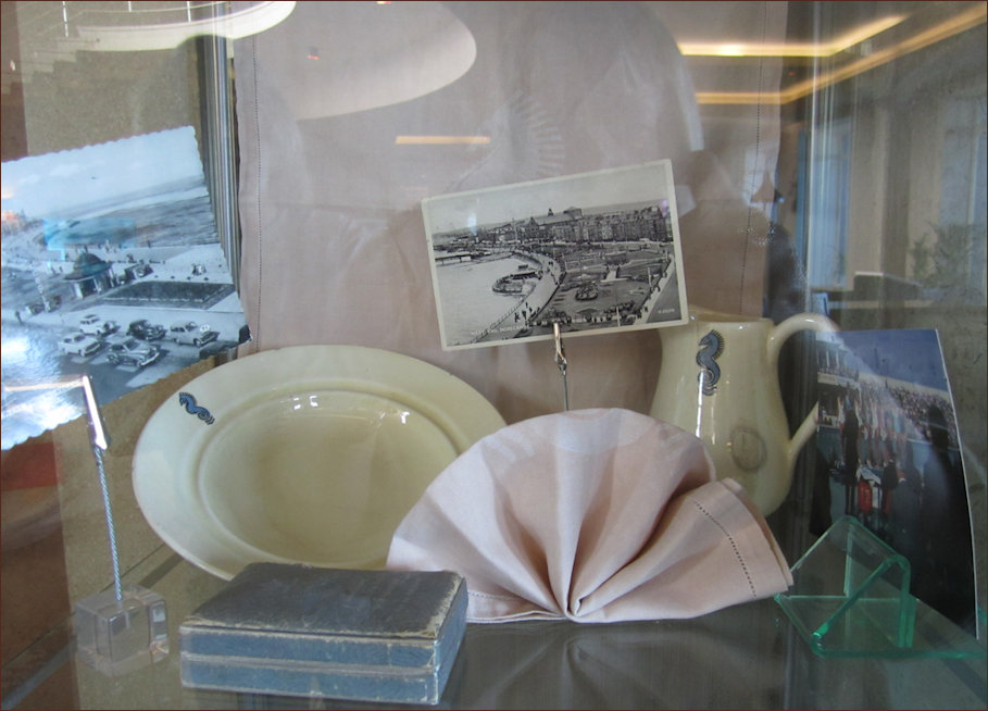 Retro display of crockery in the Midland reception area