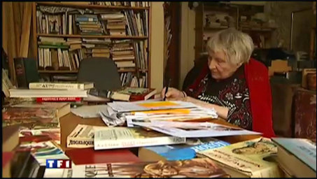 Surrounded by her books