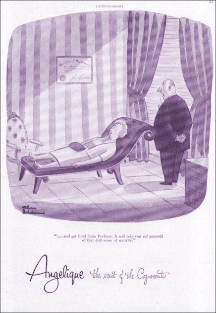 Gold Satin Ad psychiatrists sofa