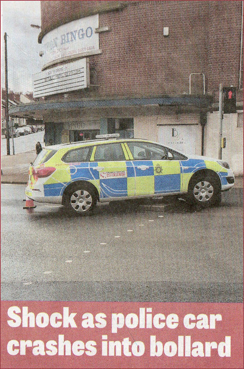 Police Car in front of Byron