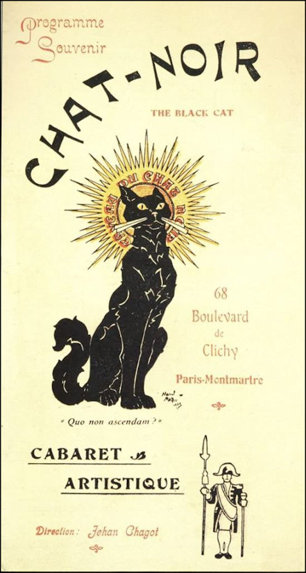 Cabaret ad using tournee du chat noir imagery