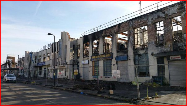 Burnt out shell of Philco Building