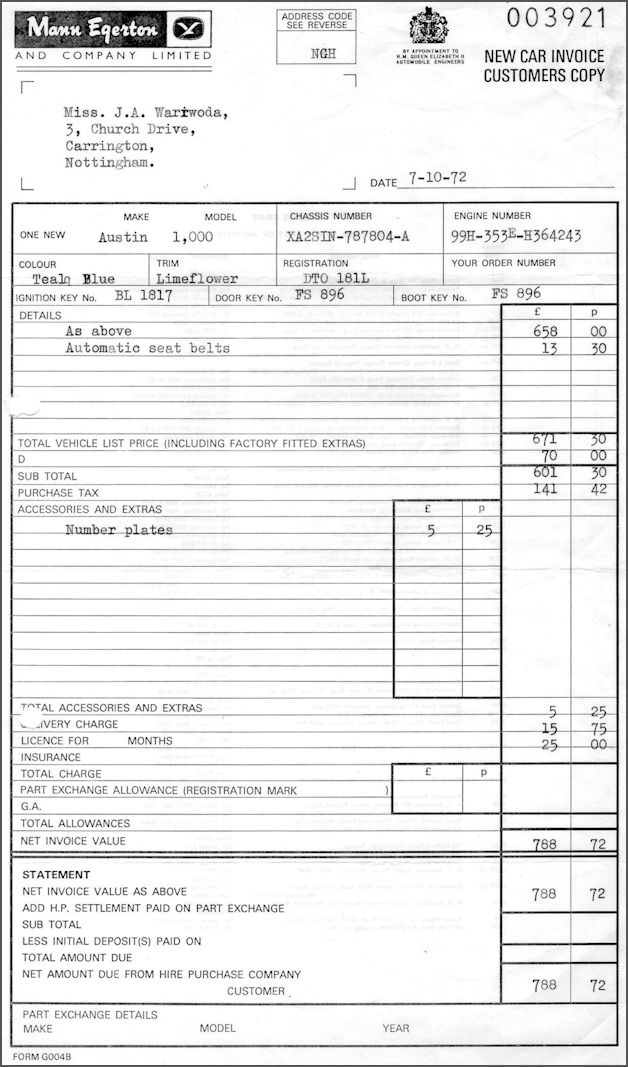 Receipt for TCB 1972