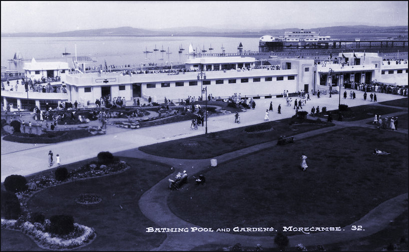 Morecambe Super Swimming Stadium entrance and gardens