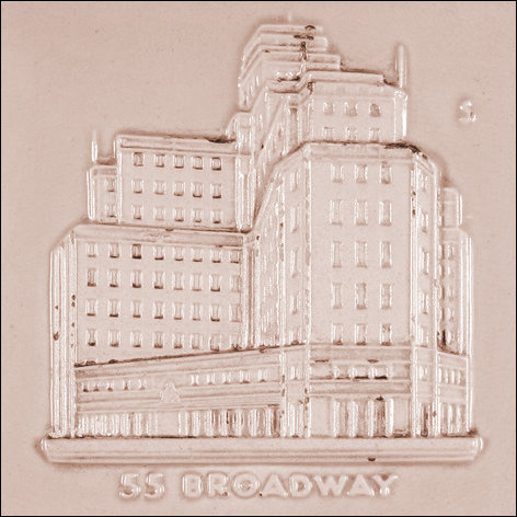 Sculptured tile of 55 Broadway