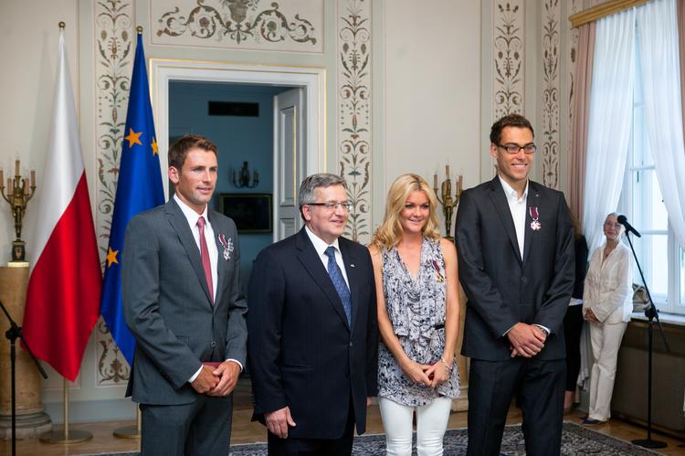 Radwanska, Kubot and Janowicz with Poland's President